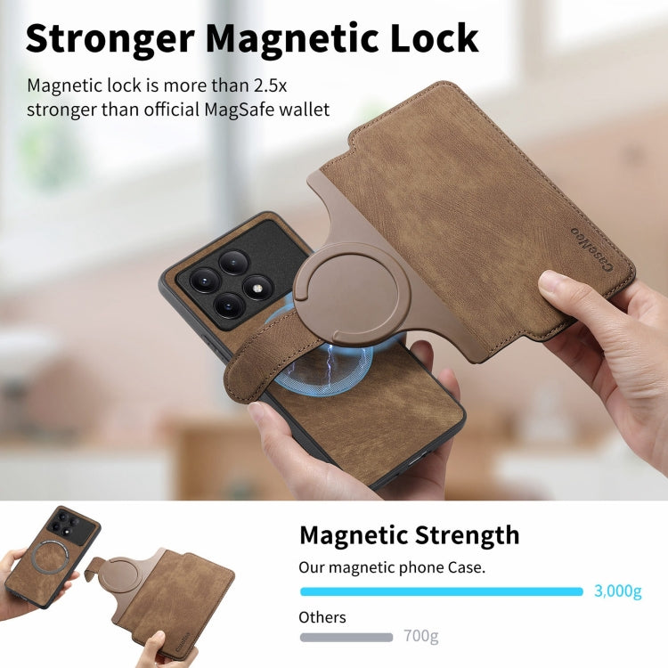 For Xiaomi Poco F6 Pro CaseNeo MagSafe RFID Anti-theft Retro Leather Phone Case(Brown)