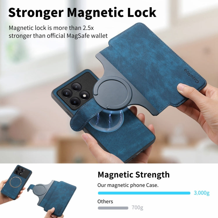 For Xiaomi Poco F6 Pro CaseNeo MagSafe RFID Anti-theft Retro Leather Phone Case(Blue)