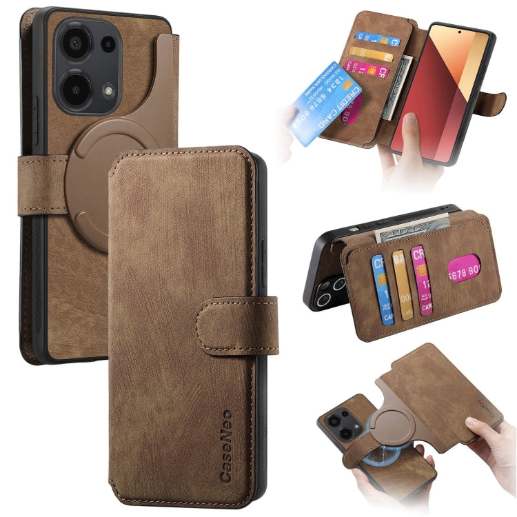 For Xiaomi Poco M6 Pro 4G CaseNeo MagSafe RFID Anti-theft Retro Leather Phone Case(Brown)