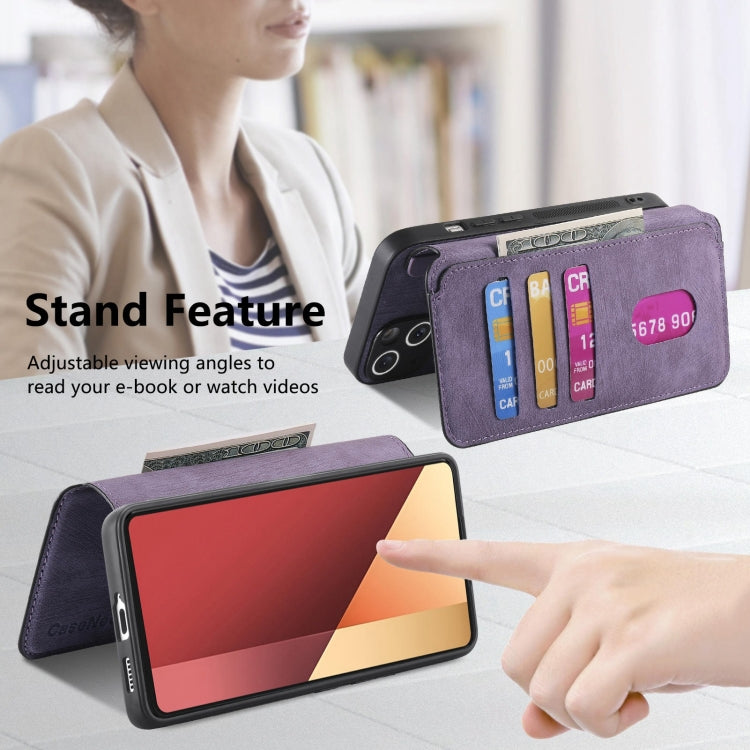 For Xiaomi Poco M6 Pro 4G CaseNeo MagSafe RFID Anti-theft Retro Leather Phone Case(Purple)