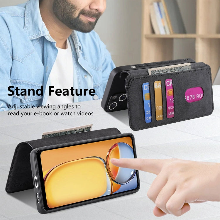 For Xiaomi Poco M6 CaseNeo MagSafe RFID Anti-theft Retro Leather Phone Case(Black)