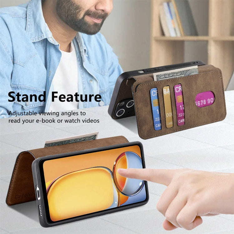 For Xiaomi Poco M6 CaseNeo MagSafe RFID Anti-theft Retro Leather Phone Case(Brown)