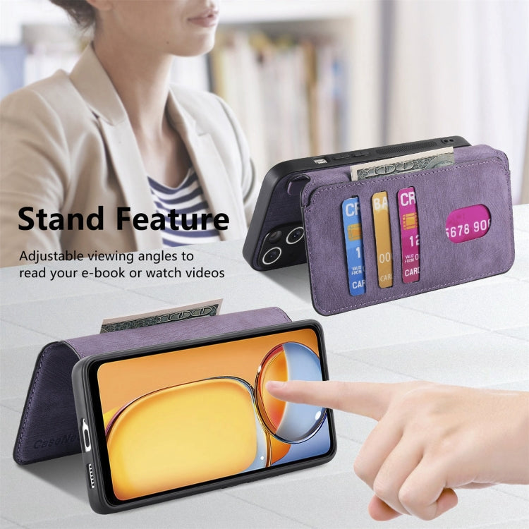 For Xiaomi Poco M6 CaseNeo MagSafe RFID Anti-theft Retro Leather Phone Case(Purple)