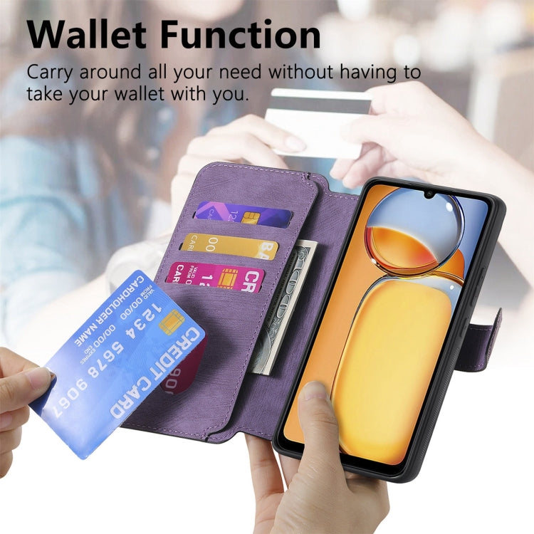 For Xiaomi Poco M6 CaseNeo MagSafe RFID Anti-theft Retro Leather Phone Case(Purple)