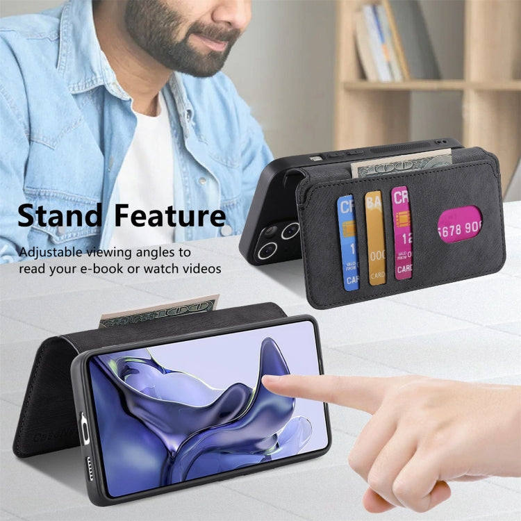 For Xiaomi Mi 11T / 11T Pro 5G CaseNeo MagSafe RFID Anti-theft Retro Leather Phone Case(Black)