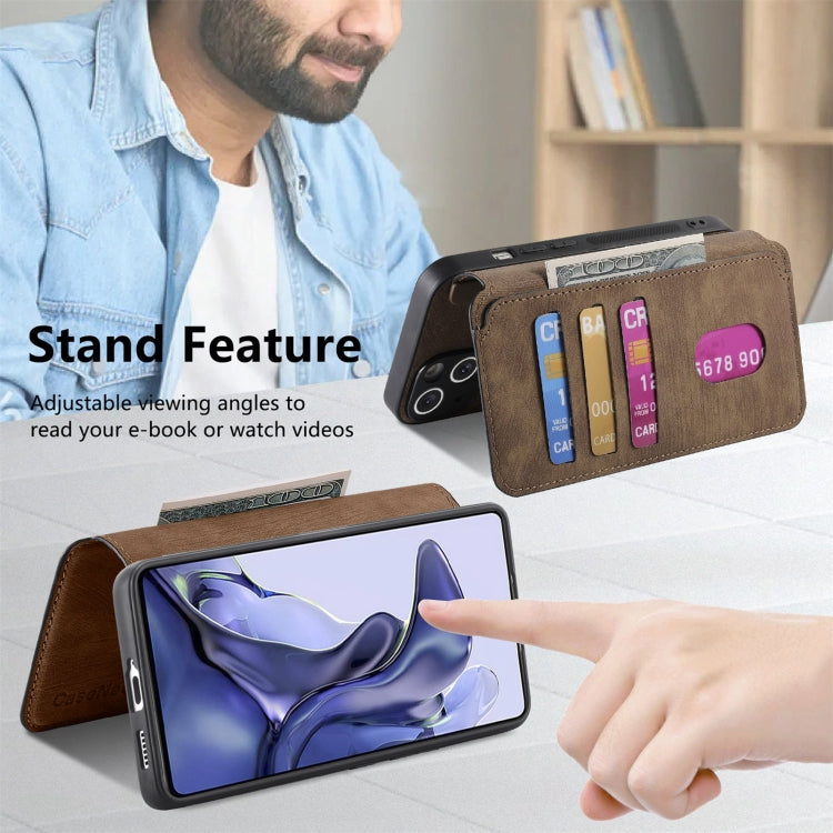 For Xiaomi Mi 11T / 11T Pro 5G CaseNeo MagSafe RFID Anti-theft Retro Leather Phone Case(Brown)