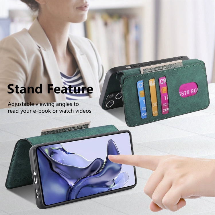 For Xiaomi Mi 11T / 11T Pro 5G CaseNeo MagSafe RFID Anti-theft Retro Leather Phone Case(Green)