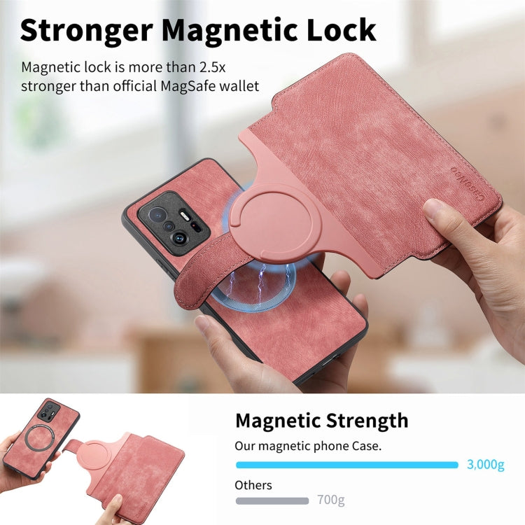 For Xiaomi Mi 11T / 11T Pro 5G CaseNeo MagSafe RFID Anti-theft Retro Leather Phone Case(Pink)