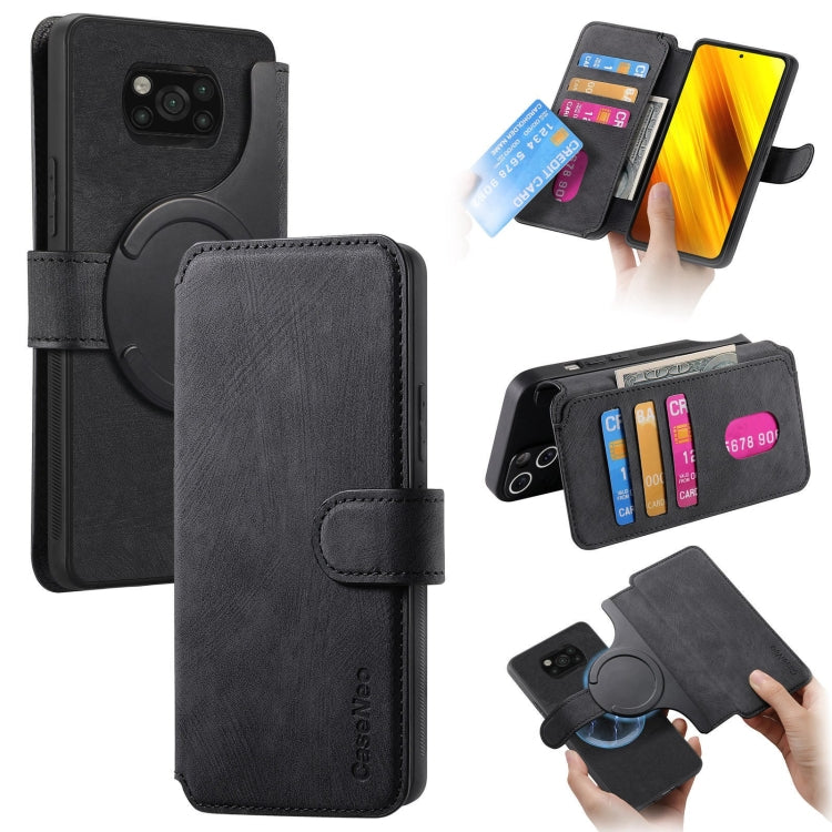 For Xiaomi Poco X3 NFC CaseNeo MagSafe RFID Anti-theft Retro Leather Phone Case(Black)