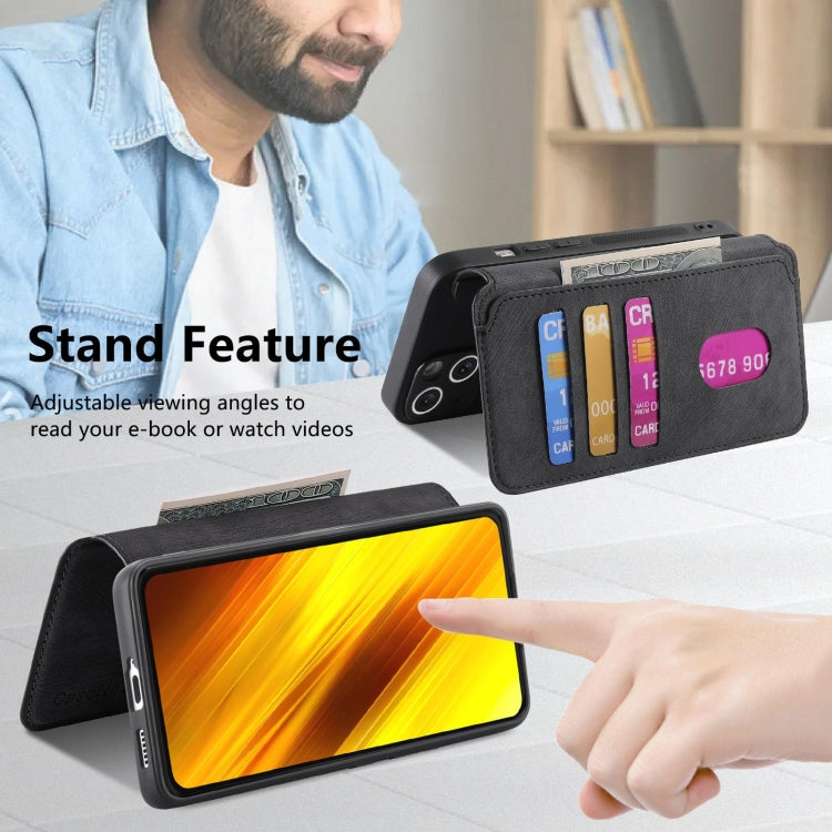 For Xiaomi Poco X3 NFC CaseNeo MagSafe RFID Anti-theft Retro Leather Phone Case(Black)