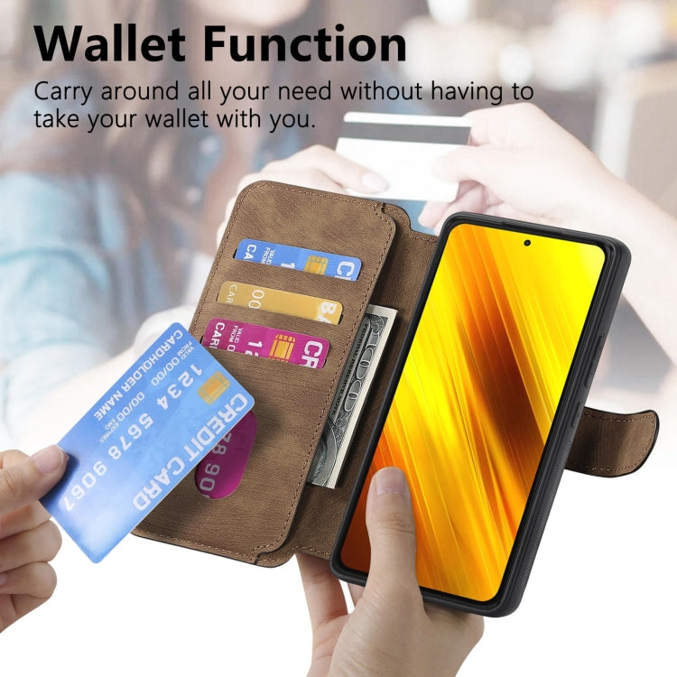 For Xiaomi Poco X3 NFC CaseNeo MagSafe RFID Anti-theft Retro Leather Phone Case(Brown)