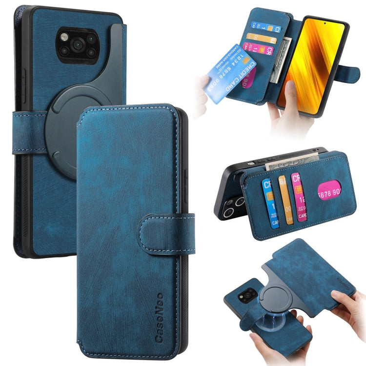 For Xiaomi Poco X3 NFC CaseNeo MagSafe RFID Anti-theft Retro Leather Phone Case(Blue)