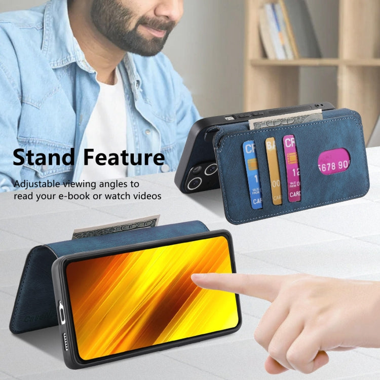 For Xiaomi Poco X3 NFC CaseNeo MagSafe RFID Anti-theft Retro Leather Phone Case(Blue)