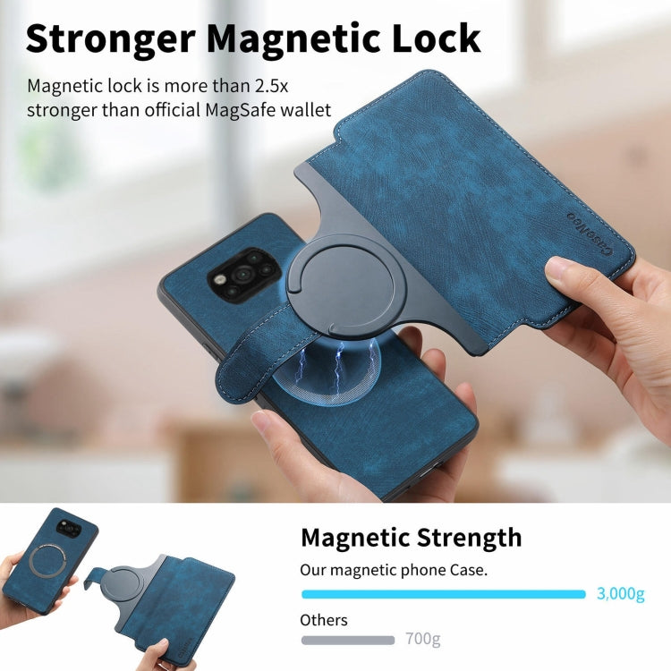 For Xiaomi Poco X3 NFC CaseNeo MagSafe RFID Anti-theft Retro Leather Phone Case(Blue)