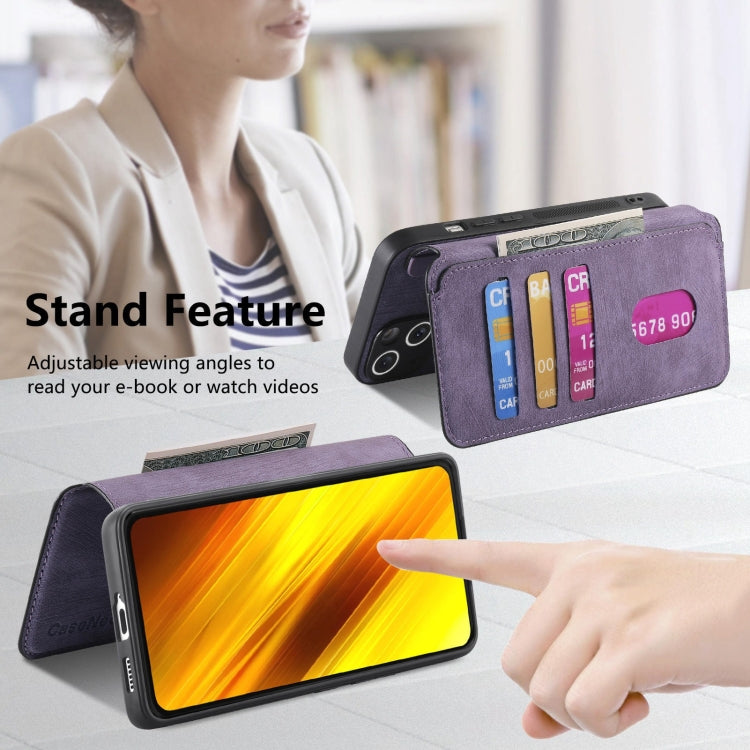 For Xiaomi Poco X3 NFC CaseNeo MagSafe RFID Anti-theft Retro Leather Phone Case(Purple)