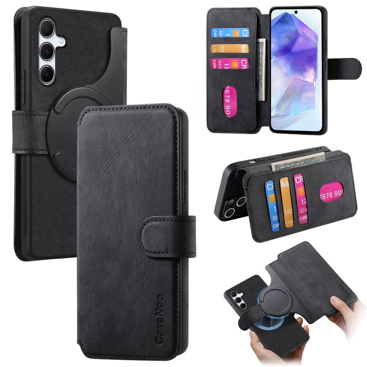 For Samsung Galaxy A55 5G CaseNeo MagSafe RFID Anti-theft Retro Leather Phone Case(Black)