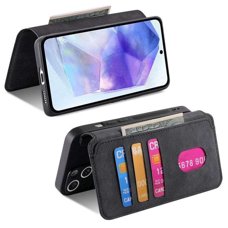 For Samsung Galaxy A55 5G CaseNeo MagSafe RFID Anti-theft Retro Leather Phone Case(Black)
