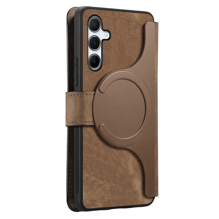 For Samsung Galaxy A55 5G CaseNeo MagSafe RFID Anti-theft Retro Leather Phone Case(Brown)