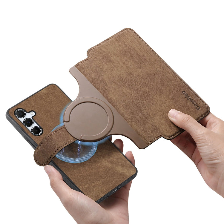 For Samsung Galaxy A55 5G CaseNeo MagSafe RFID Anti-theft Retro Leather Phone Case(Brown)