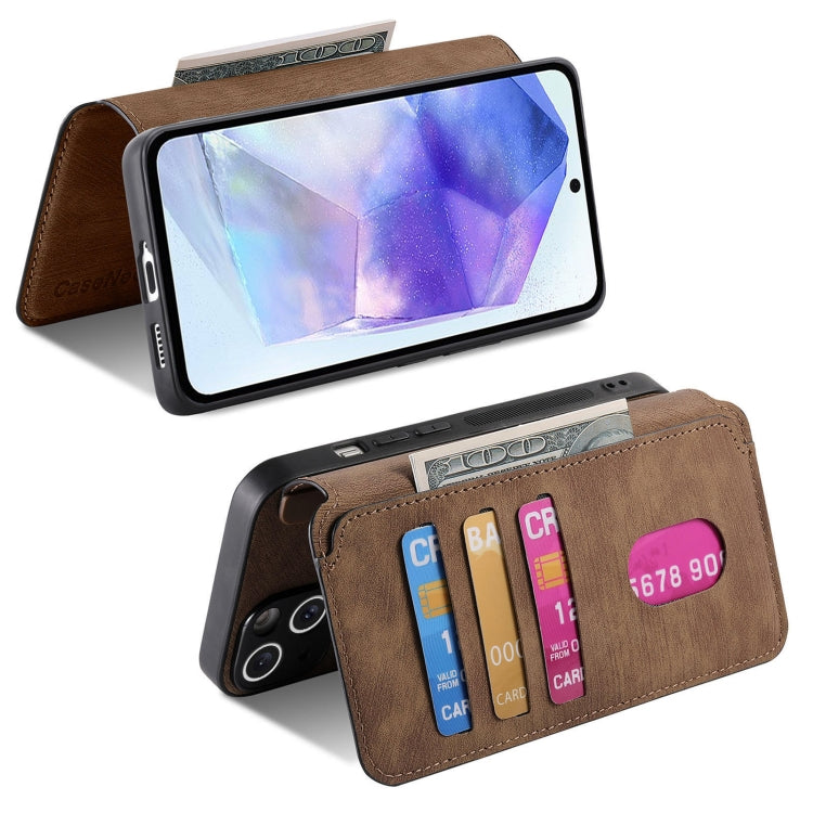 For Samsung Galaxy A55 5G CaseNeo MagSafe RFID Anti-theft Retro Leather Phone Case(Brown)