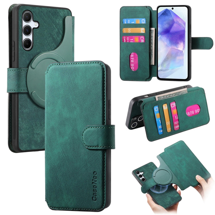 For Samsung Galaxy A55 5G CaseNeo MagSafe RFID Anti-theft Retro Leather Phone Case(Green)