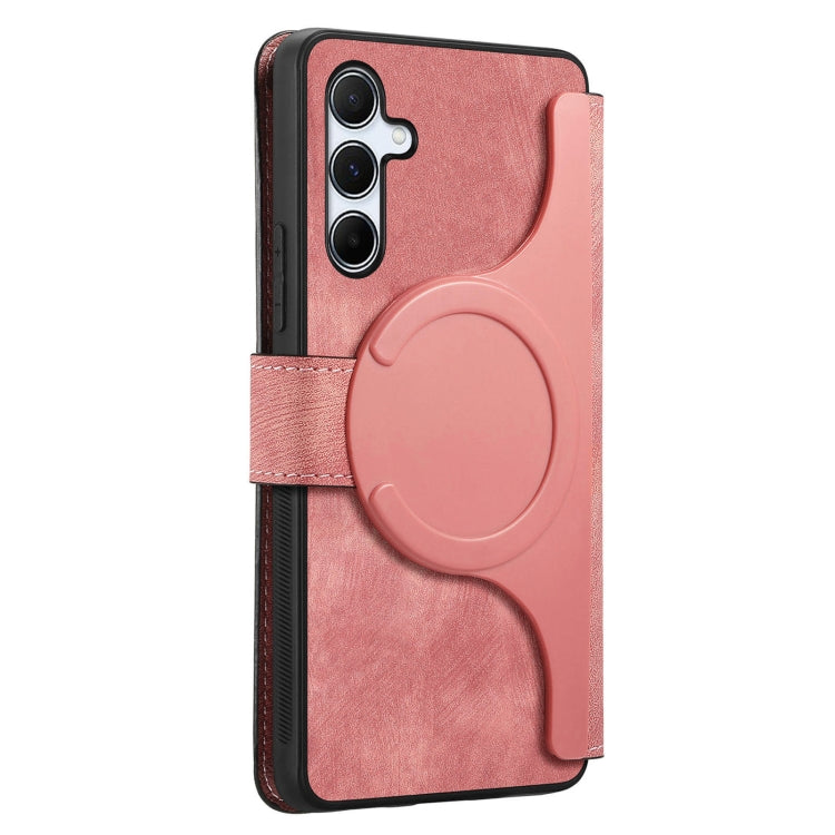 For Samsung Galaxy A55 5G CaseNeo MagSafe RFID Anti-theft Retro Leather Phone Case(Pink)
