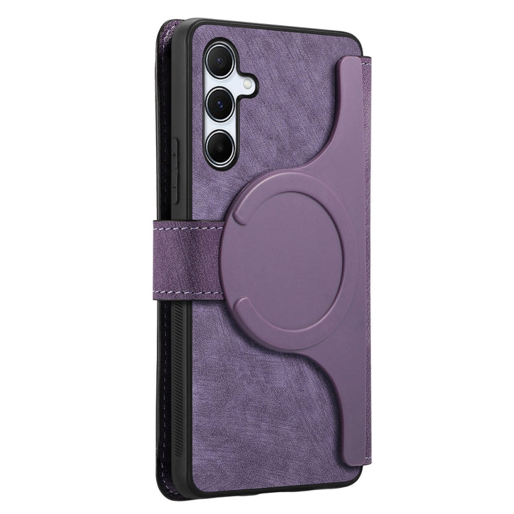 For Samsung Galaxy A55 5G CaseNeo MagSafe RFID Anti-theft Retro Leather Phone Case(Purple)