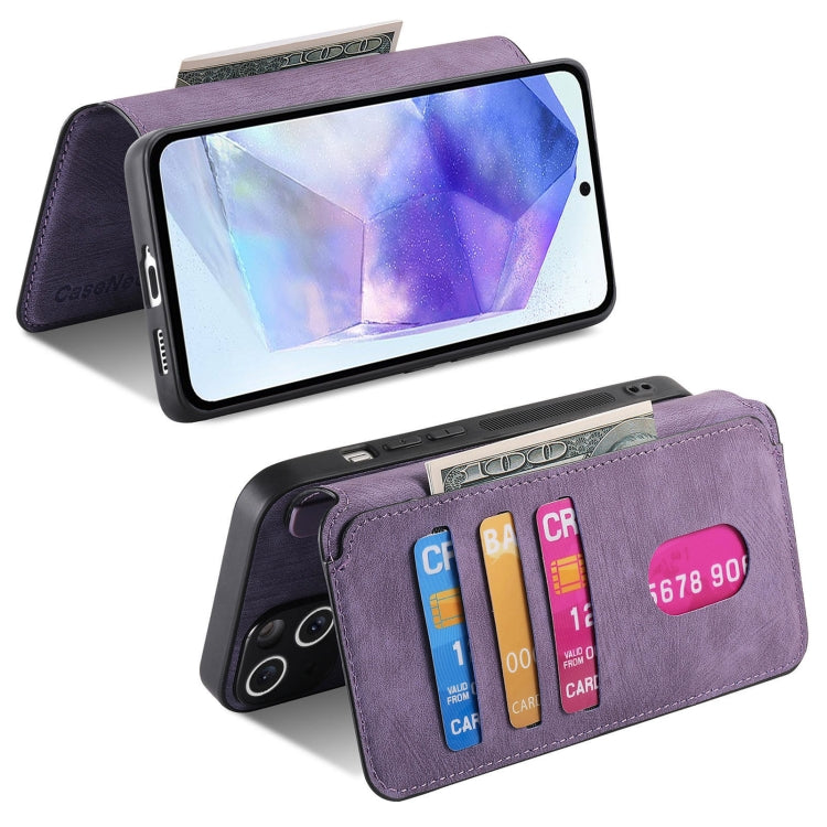 For Samsung Galaxy A55 5G CaseNeo MagSafe RFID Anti-theft Retro Leather Phone Case(Purple)