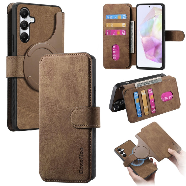 For Samsung Galaxy A35 5G CaseNeo MagSafe RFID Anti-theft Retro Leather Phone Case(Brown)
