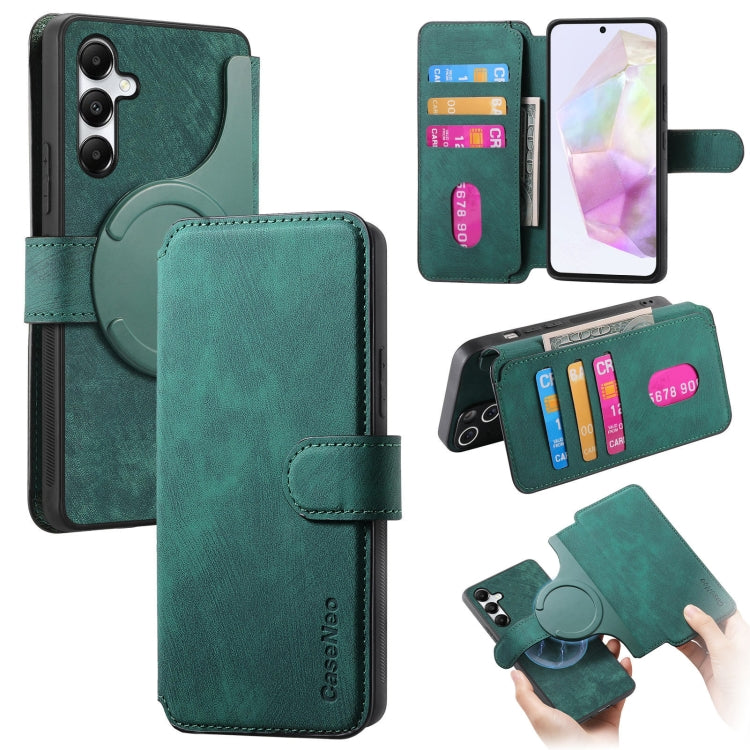For Samsung Galaxy A35 5G CaseNeo MagSafe RFID Anti-theft Retro Leather Phone Case(Green)
