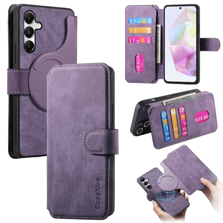 For Samsung Galaxy A35 5G CaseNeo MagSafe RFID Anti-theft Retro Leather Phone Case(Purple)