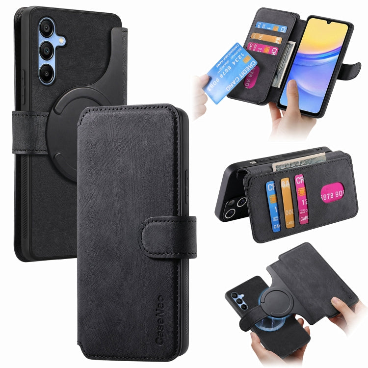 For Samsung Galaxy A15 5G CaseNeo MagSafe RFID Anti-theft Retro Leather Phone Case(Black)