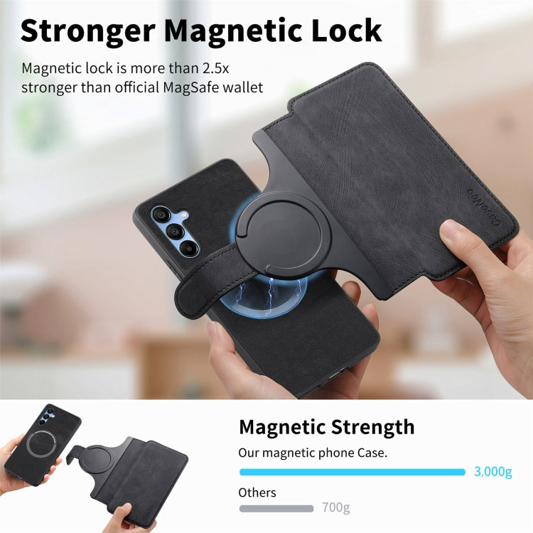 For Samsung Galaxy A15 5G CaseNeo MagSafe RFID Anti-theft Retro Leather Phone Case(Black)
