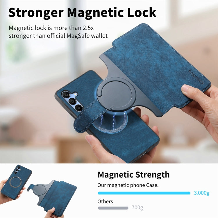 For Samsung Galaxy A15 5G CaseNeo MagSafe RFID Anti-theft Retro Leather Phone Case(Blue)
