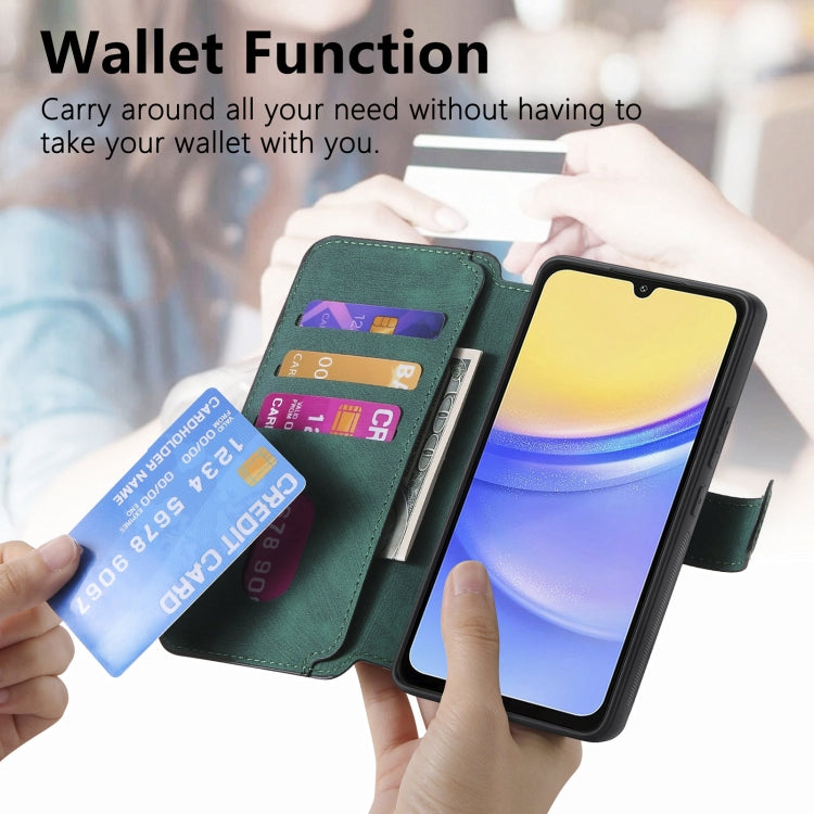 For Samsung Galaxy A15 5G CaseNeo MagSafe RFID Anti-theft Retro Leather Phone Case(Green)