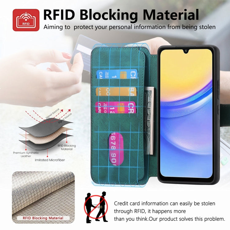 For Samsung Galaxy A15 5G CaseNeo MagSafe RFID Anti-theft Retro Leather Phone Case(Green)
