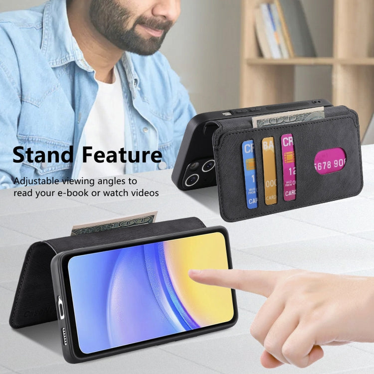 For Samsung Galaxy A25 5G CaseNeo MagSafe RFID Anti-theft Retro Leather Phone Case(Black)