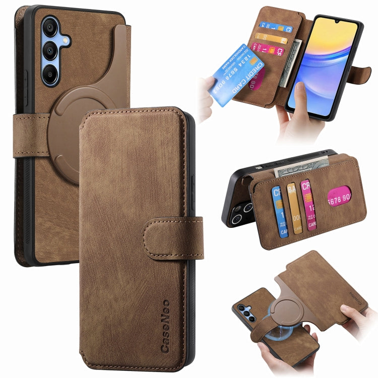For Samsung Galaxy A25 5G CaseNeo MagSafe RFID Anti-theft Retro Leather Phone Case(Brown)