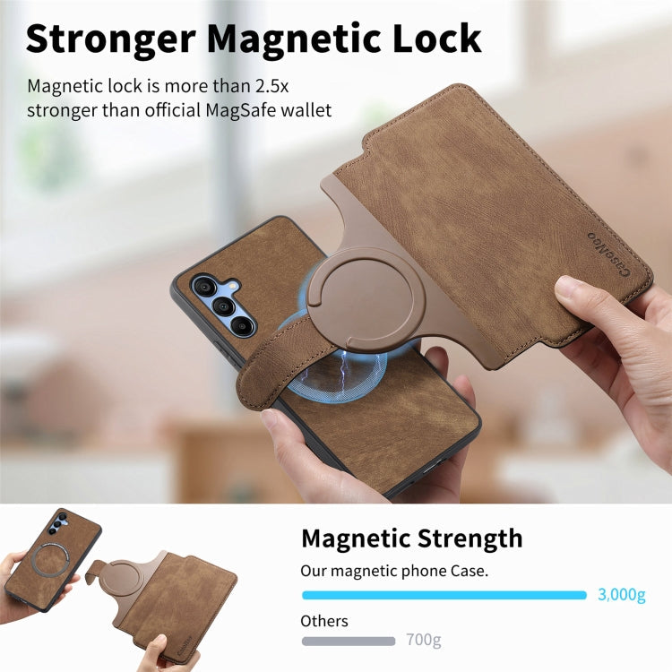 For Samsung Galaxy A25 5G CaseNeo MagSafe RFID Anti-theft Retro Leather Phone Case(Brown)