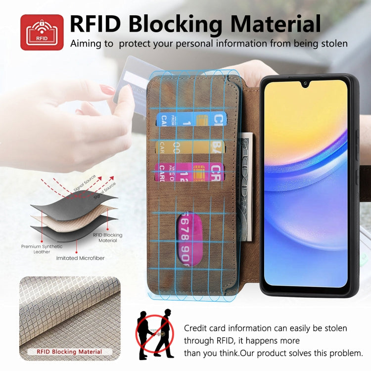 For Samsung Galaxy A25 5G CaseNeo MagSafe RFID Anti-theft Retro Leather Phone Case(Brown)