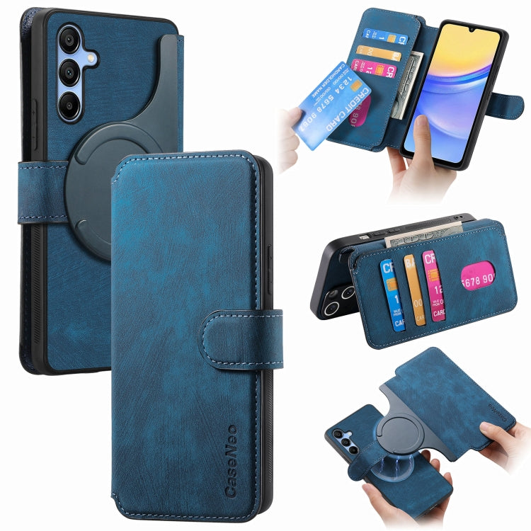 For Samsung Galaxy A25 5G CaseNeo MagSafe RFID Anti-theft Retro Leather Phone Case(Blue)