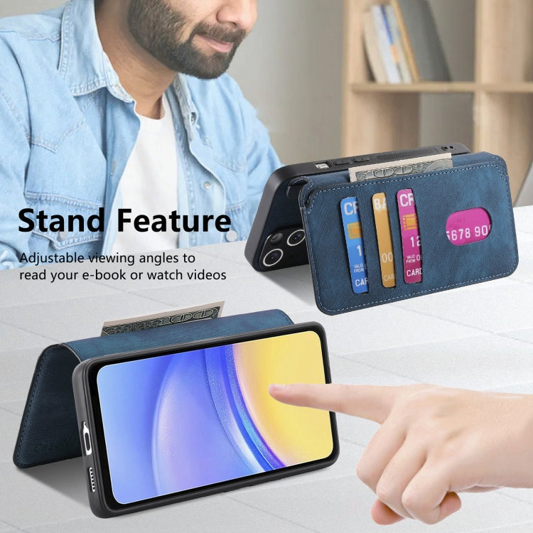For Samsung Galaxy A25 5G CaseNeo MagSafe RFID Anti-theft Retro Leather Phone Case(Blue)