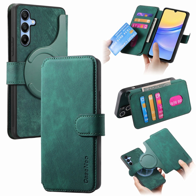For Samsung Galaxy A25 5G CaseNeo MagSafe RFID Anti-theft Retro Leather Phone Case(Green)