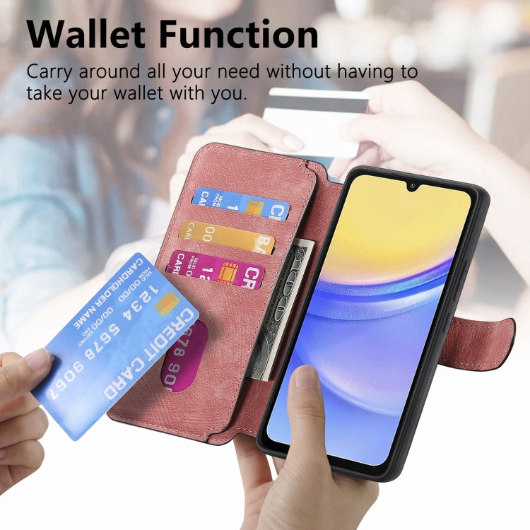 For Samsung Galaxy A25 5G CaseNeo MagSafe RFID Anti-theft Retro Leather Phone Case(Pink)