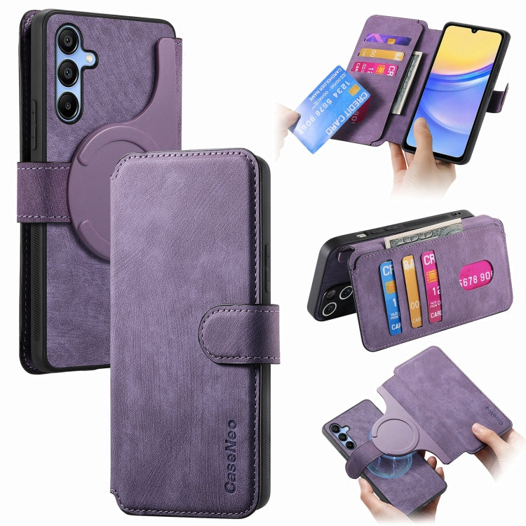 For Samsung Galaxy A25 5G CaseNeo MagSafe RFID Anti-theft Retro Leather Phone Case(Purple)