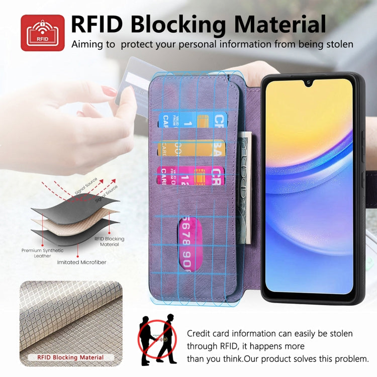For Samsung Galaxy A25 5G CaseNeo MagSafe RFID Anti-theft Retro Leather Phone Case(Purple)