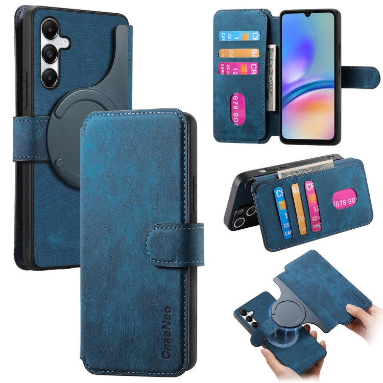 For Samsung Galaxy A05s CaseNeo MagSafe RFID Anti-theft Retro Leather Phone Case(Blue)