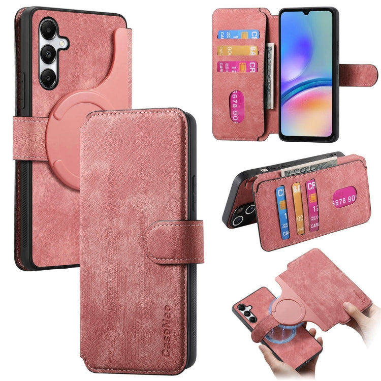 For Samsung Galaxy A05s CaseNeo MagSafe RFID Anti-theft Retro Leather Phone Case(Pink)
