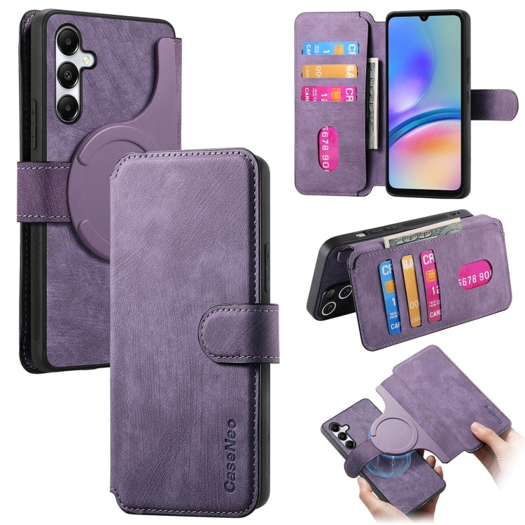 For Samsung Galaxy A05s CaseNeo MagSafe RFID Anti-theft Retro Leather Phone Case(Purple)