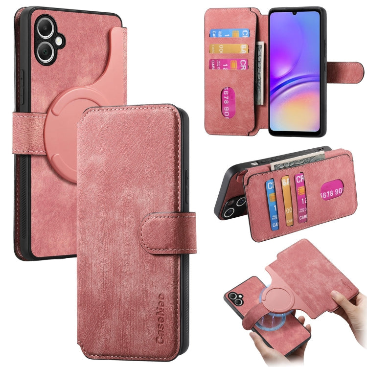 For Samsung Galaxy A05 CaseNeo MagSafe RFID Anti-theft Retro Leather Phone Case(Pink)